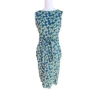 Boden Green Floral Tie-waist Jersey Dress Size 8 Spring Summer